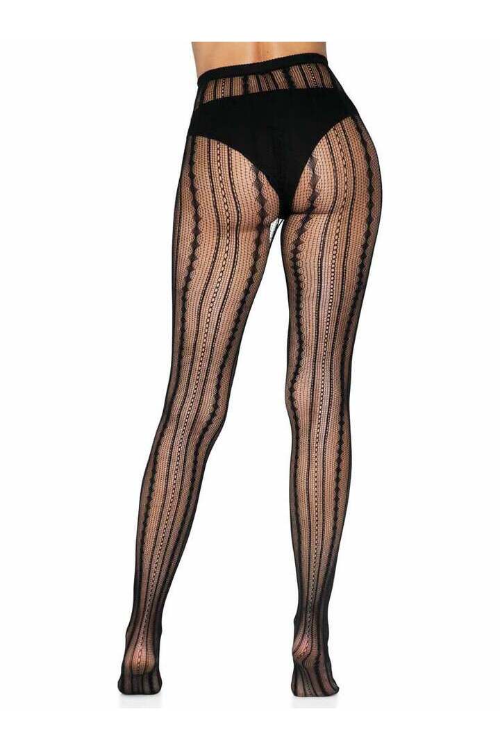 Leg Avenue Eve Vintage Pinstripe Net Tights Black in One Size 4