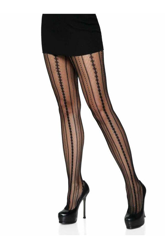 Leg Avenue Eve Vintage Pinstripe Net Tights Black in One Size