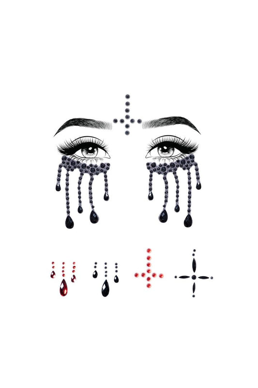 Leg Avenue Evil Nun Rhinestone Stick-On Jewels Black/Red in One Size 1