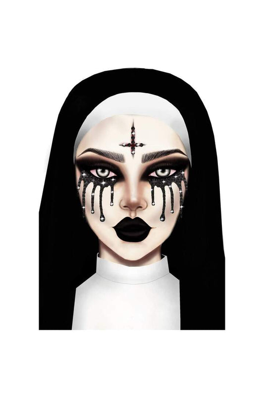 Leg Avenue Evil Nun Rhinestone Stick-On Jewels Black/Red in One Size