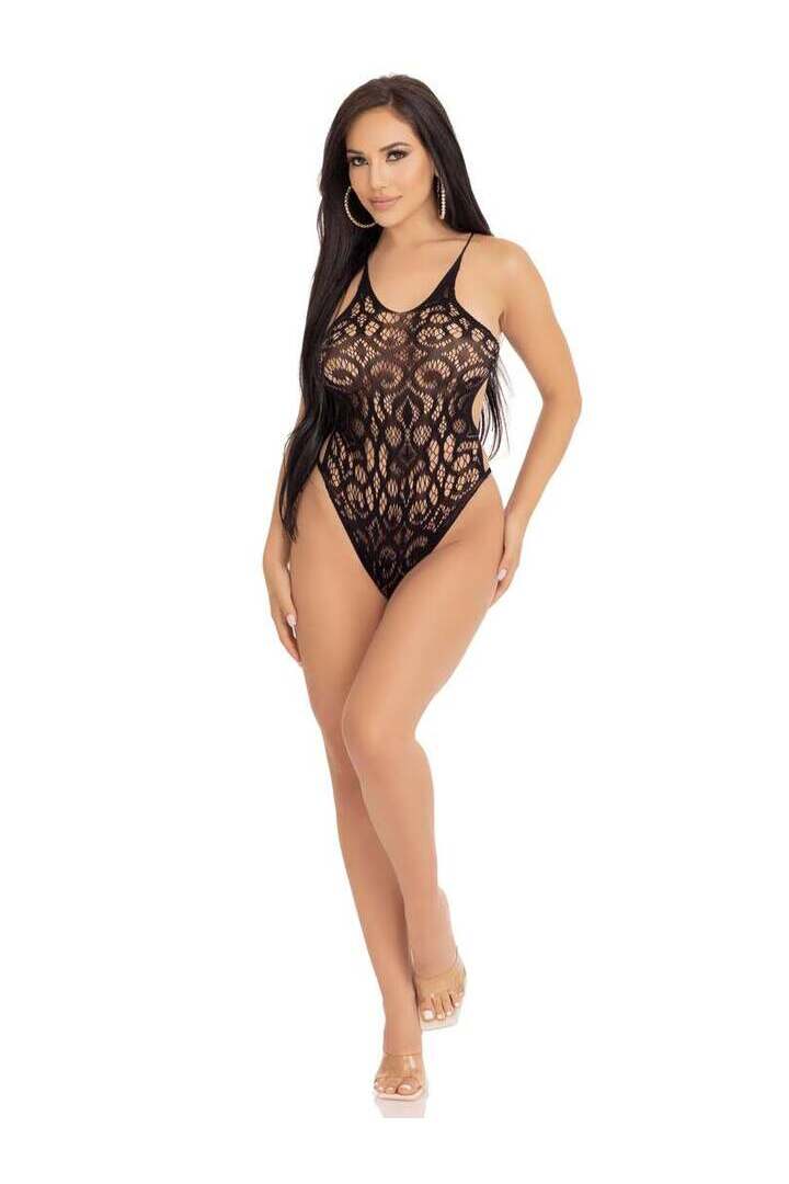 Leg Avenue Ex-Factor Lace Bodysuit Teddy Black in One Size 3
