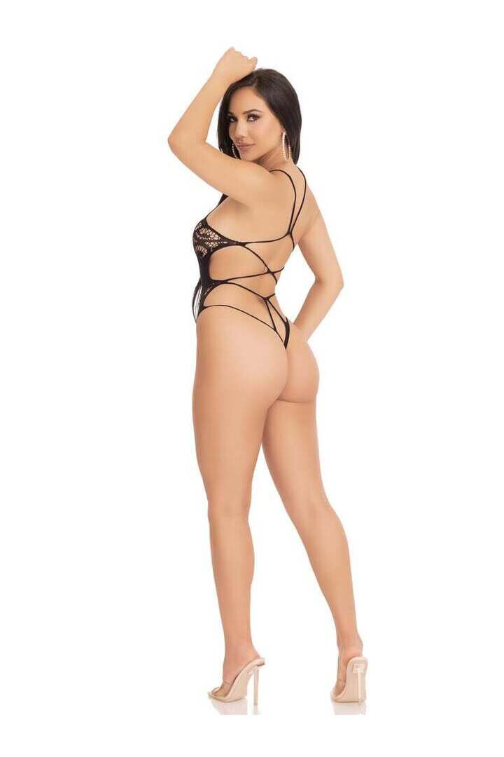 Leg Avenue Ex-Factor Lace Bodysuit Teddy Black in One Size 5