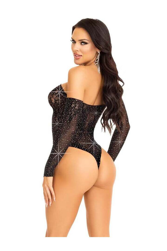 Leg Avenue Fade Into You Rhinestone Lace Teddy in One Size 1