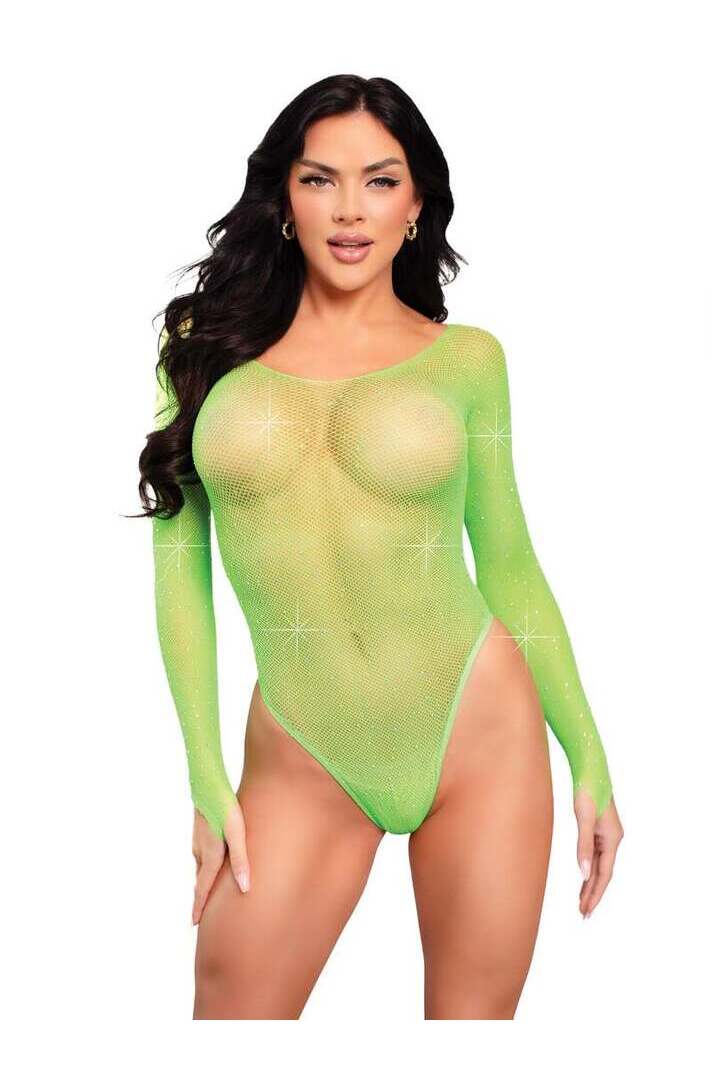 Leg Avenue Falling 4 U Rhinestone Bodysuit in One Size 21