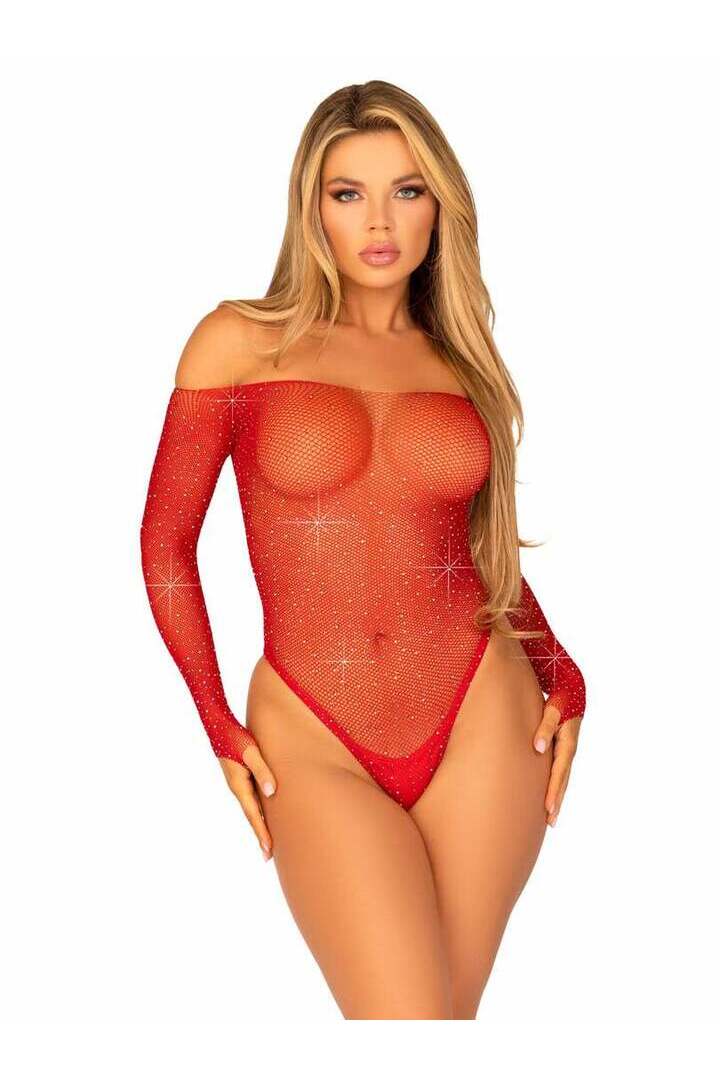 Leg Avenue Falling 4 U Rhinestone Bodysuit in One Size 3