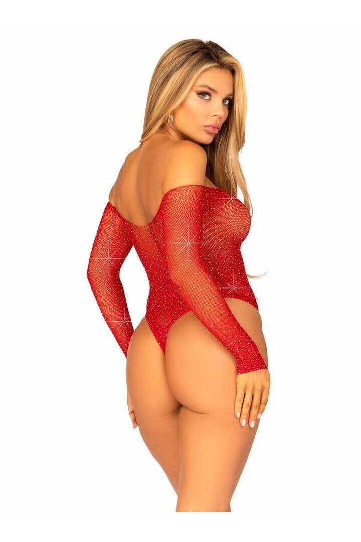 Leg Avenue Falling 4 U Rhinestone Bodysuit in One Size 4