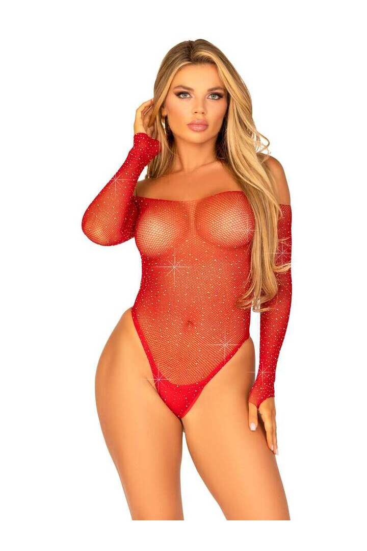 Leg Avenue Falling 4 U Rhinestone Bodysuit in One Size 6