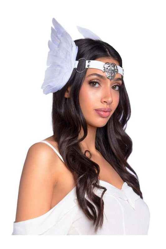 Leg Avenue Filigree Medallion Feather Headband White in One Size