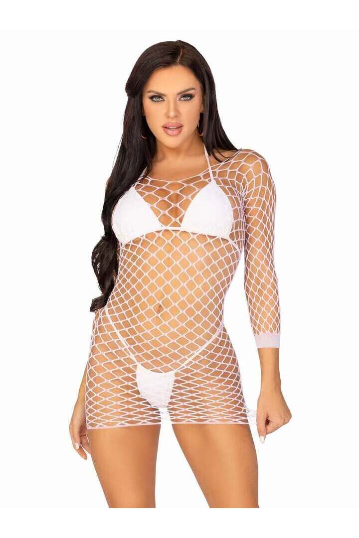 Leg Avenue Find Me In Paradise Net Mini Dress in One Size 10