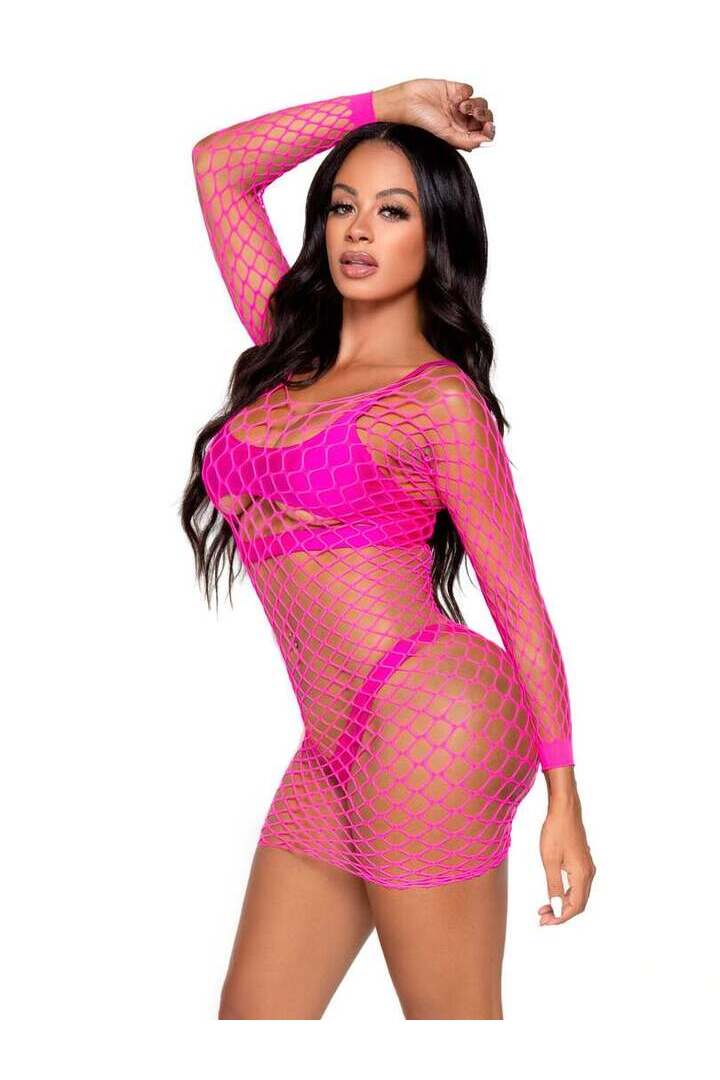 Leg Avenue Find Me In Paradise Net Mini Dress in One Size 2