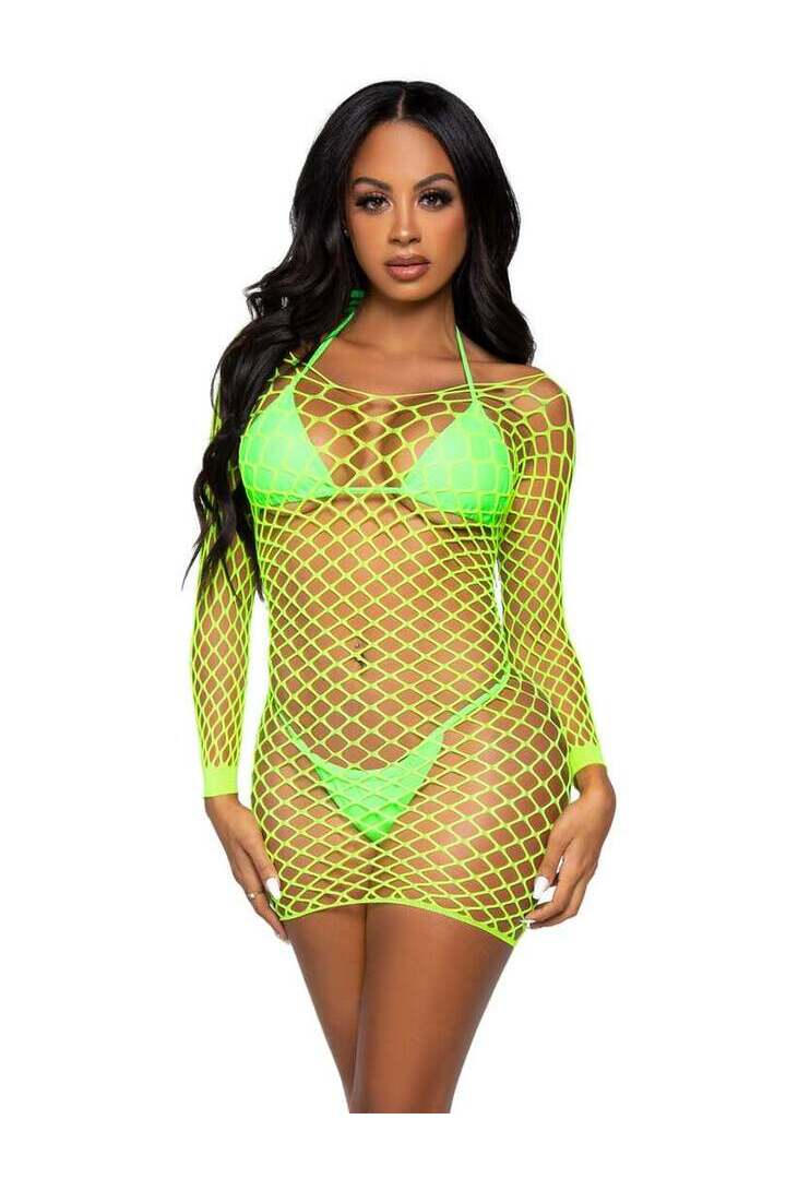 Leg Avenue Find Me In Paradise Net Mini Dress in One Size 5