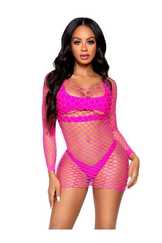 Leg Avenue Find Me In Paradise Net Mini Dress in One Size