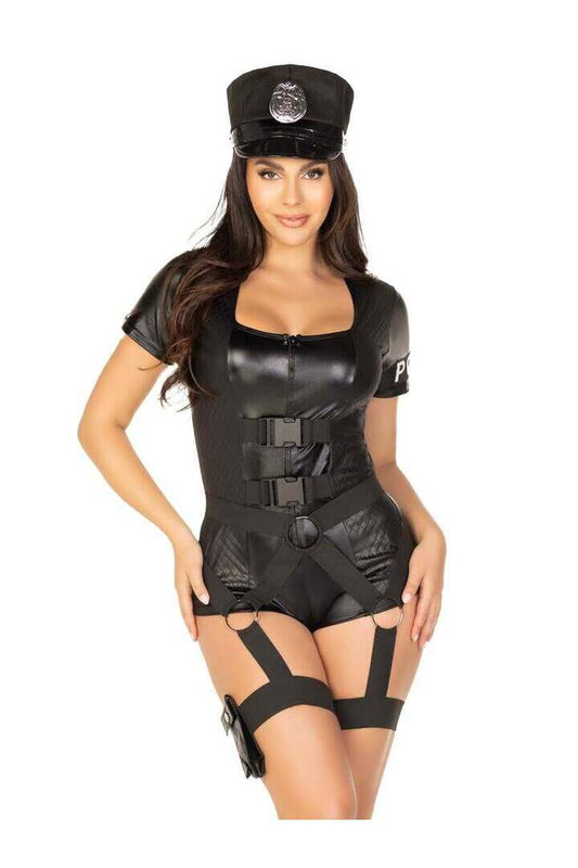 Leg Avenue Flirty Five-0 Cop Costume in Black