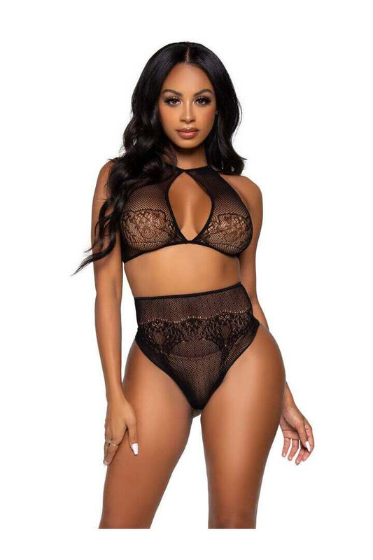 Leg Avenue Forever Mine Crop Top Set Black in One Size