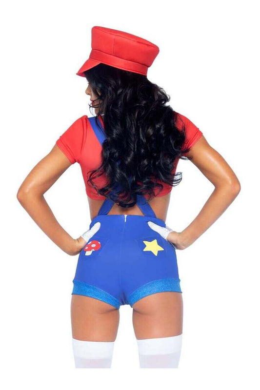 Leg Avenue Gamer Babe Sexy Costume With Hat in Red/Blue 1