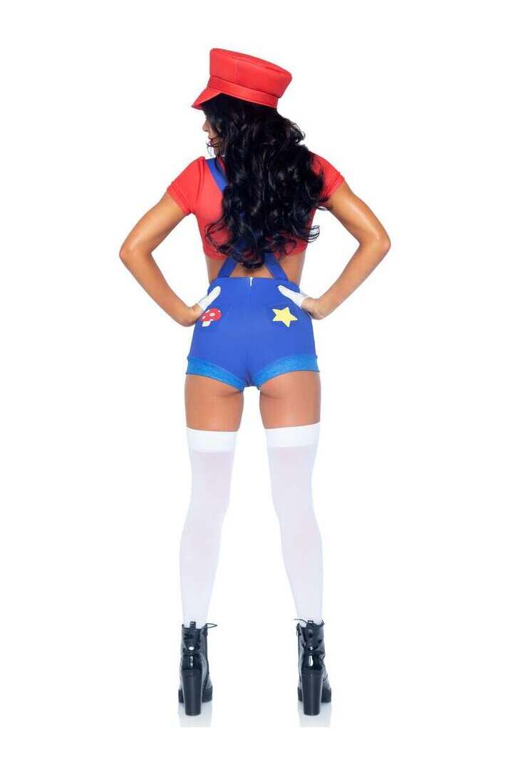 Leg Avenue Gamer Babe Sexy Costume With Hat in Red/Blue 4