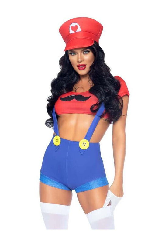 Leg Avenue Gamer Babe Sexy Costume With Hat in Red/Blue
