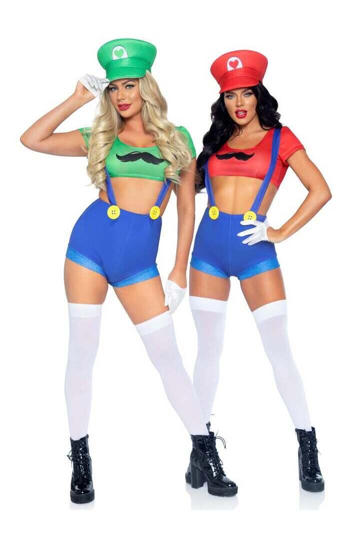 Leg Avenue Gamer Sidekick Sexy Costume With Hat in Green/Blue 4