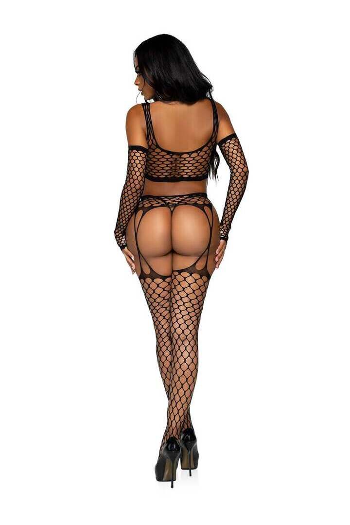 Leg Avenue Get Into It Crop Top and Garter Stockings Set in One Size 5
