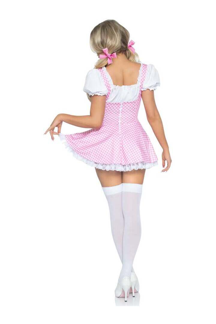 Leg Avenue Gingham Dress With Apron in Pink/White 5