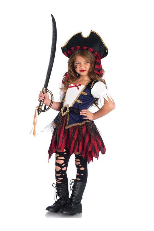 Leg Avenue Girl's Caribbean Pirate Costume in Red/Blue 1