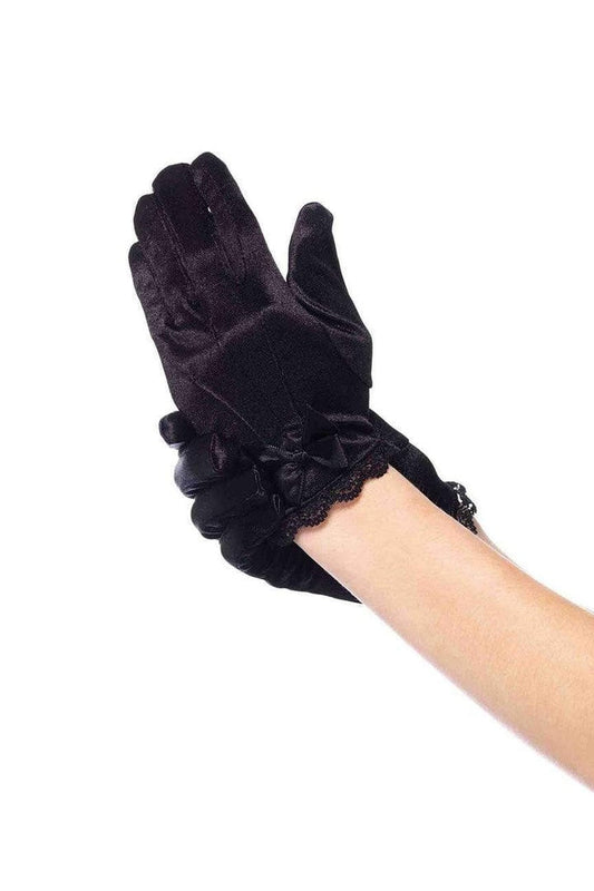 Leg Avenue Girl's Satin Gloves Black in Medium