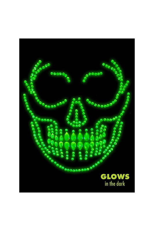 Leg Avenue Glow in the Dark Skull Face Jewels Sticker Clear in One Size 1