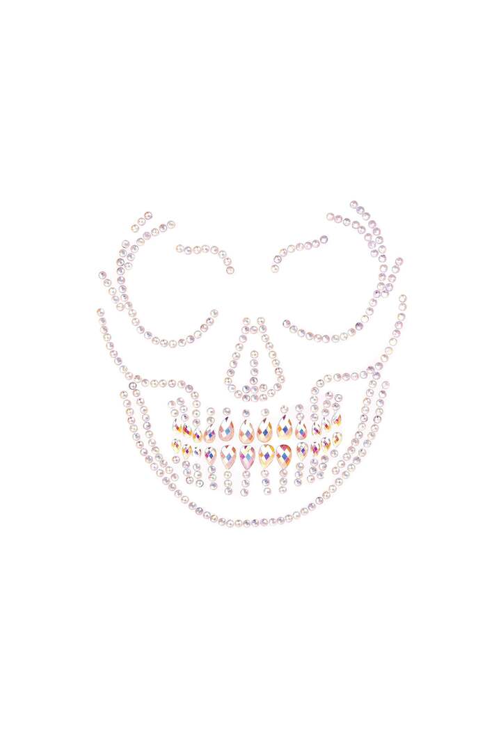 Leg Avenue Glow in the Dark Skull Face Jewels Sticker Clear in One Size 2