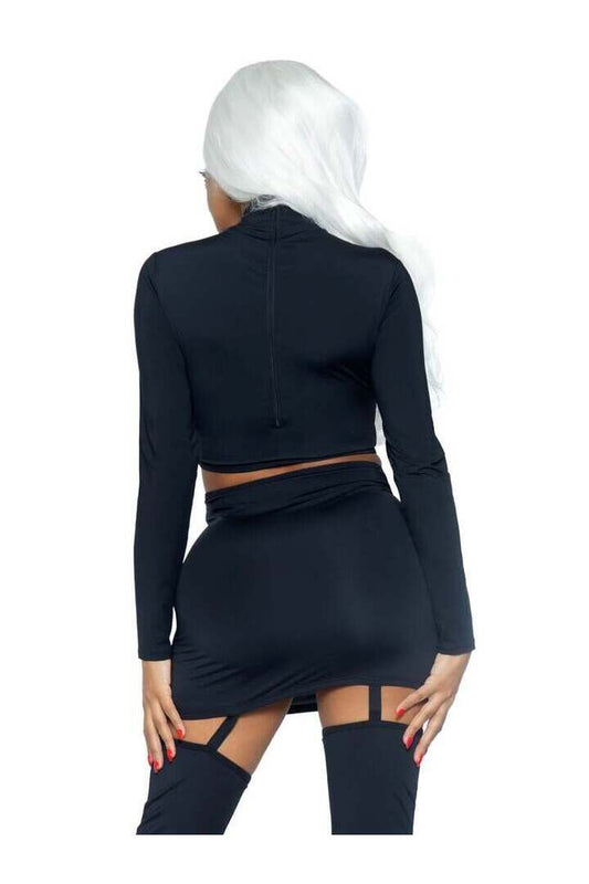 Leg Avenue Golden Skeleton Crop Top and Skirt in Black/Gold 1