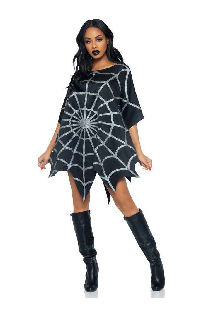 Leg Avenue Gothic Glitter Spider Web Costume Poncho in One Size 2