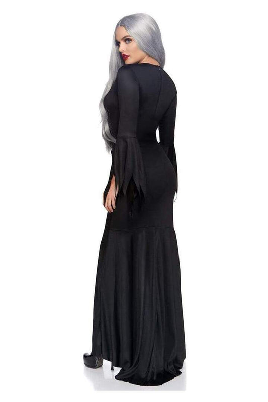 Leg Avenue High Slit Floor Length Bodycon Gothic Dress in Black 1