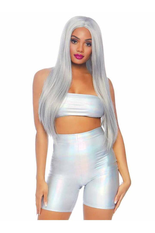 Leg Avenue Holographic Bandeau and Shorts Set in Holographic