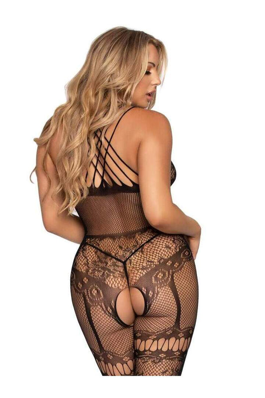 Leg Avenue Hot Nights Lace Bodystocking Black in One Size 1