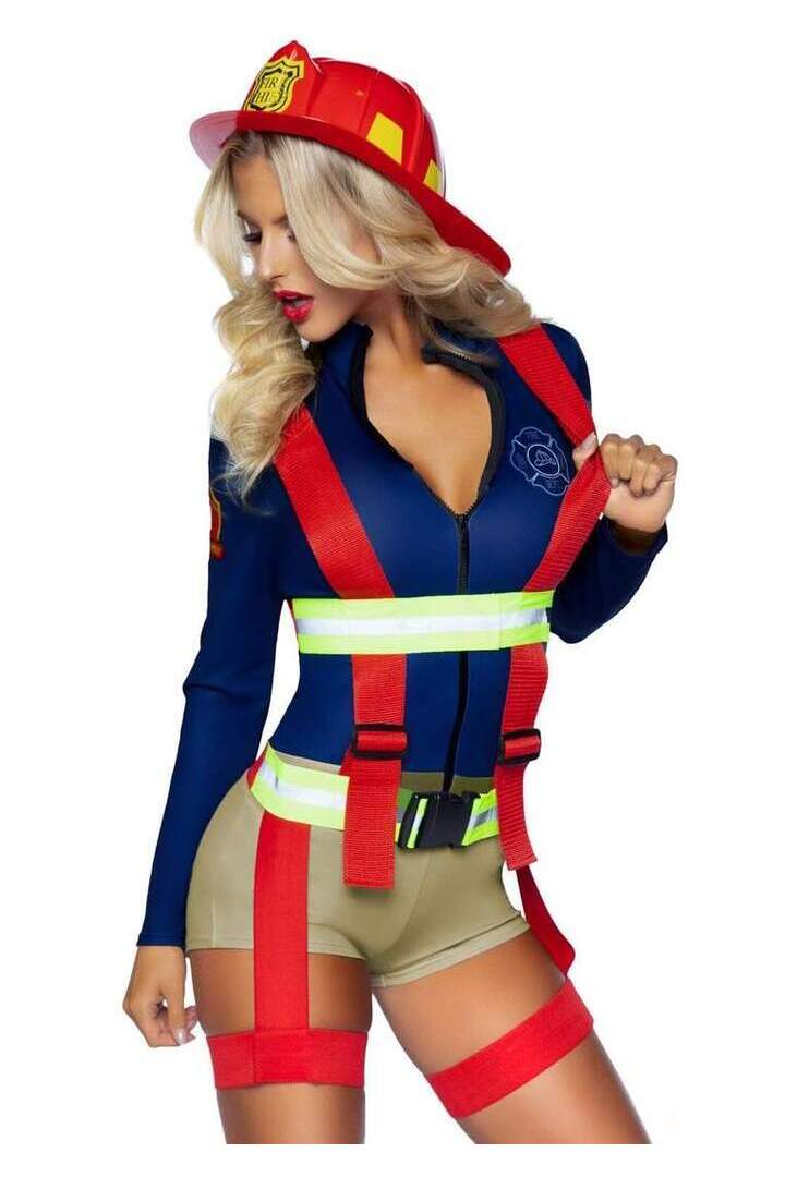Leg Avenue Hot Zone Honey Firefighter Costume in Blue 3