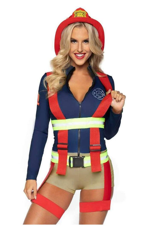 Leg Avenue Hot Zone Honey Firefighter Costume in Blue