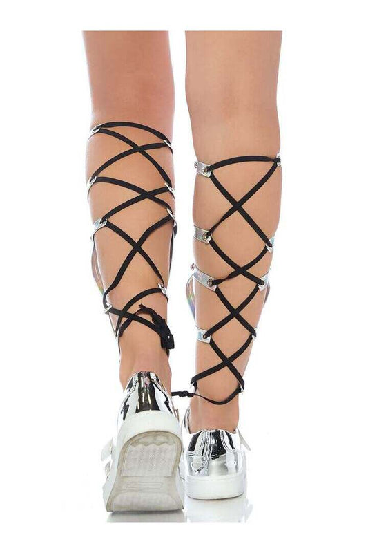 Leg Avenue Iridescent Studded Shin Guards Silver in One Size 1