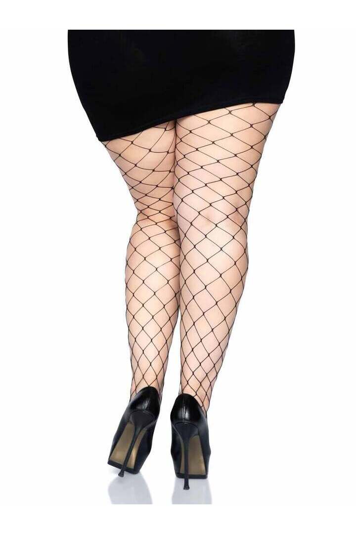 Leg Avenue Isla Plus Fence Net Tights Black in Queen Size 2