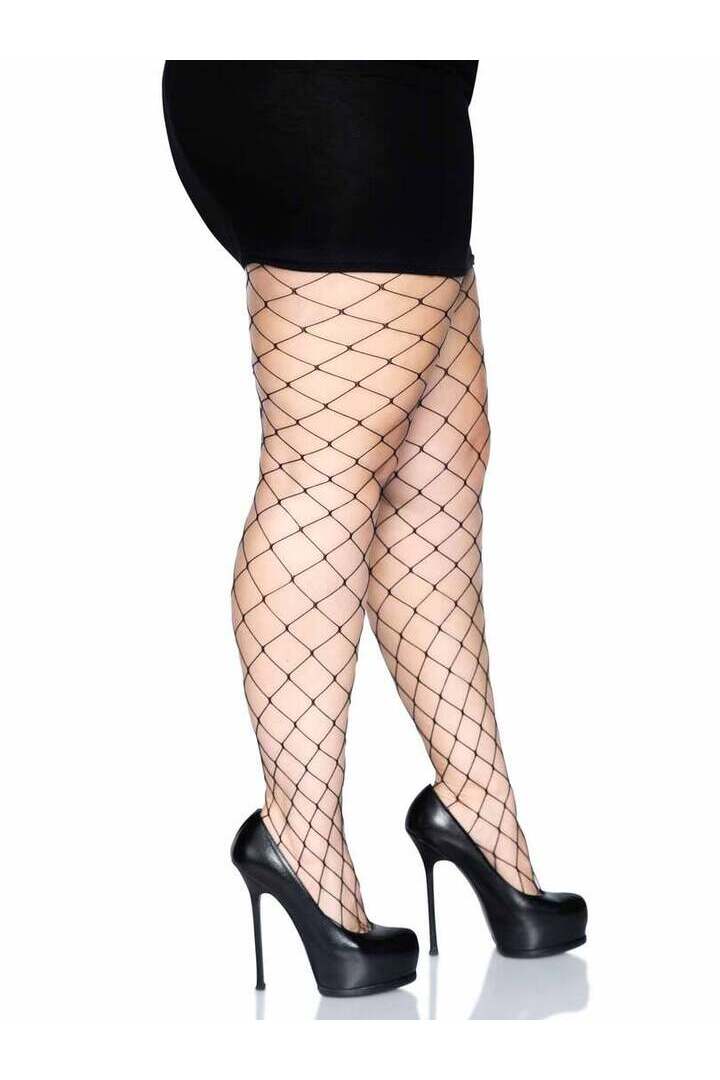 Leg Avenue Isla Plus Fence Net Tights Black in Queen Size 3
