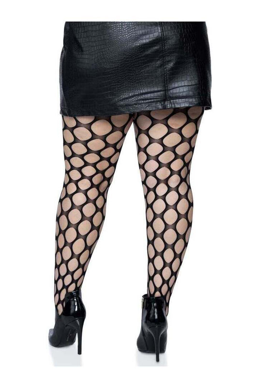 Leg Avenue Ivy Plus Pothole Net Tights Black in 1X/2X 1