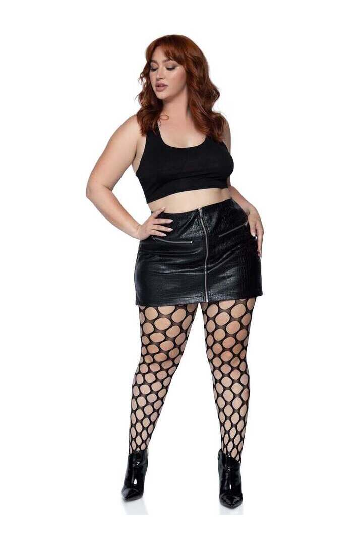 Leg Avenue Ivy Plus Pothole Net Tights Black in 1X/2X 2