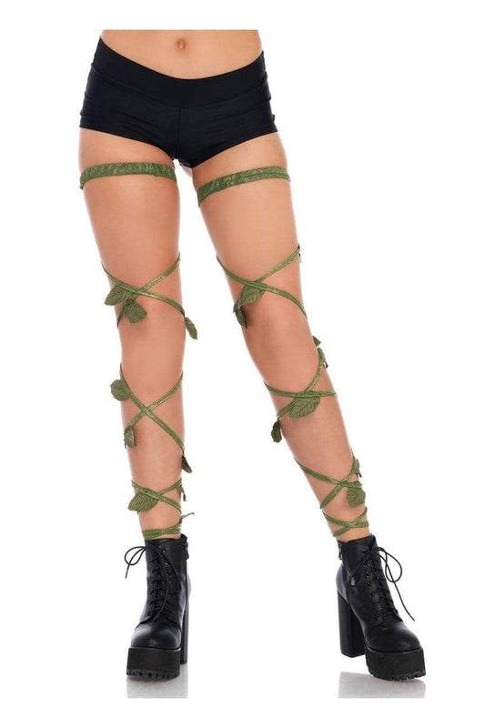 Leg Avenue Ivy Shimmer Garter Leg Wraps Green in One Size