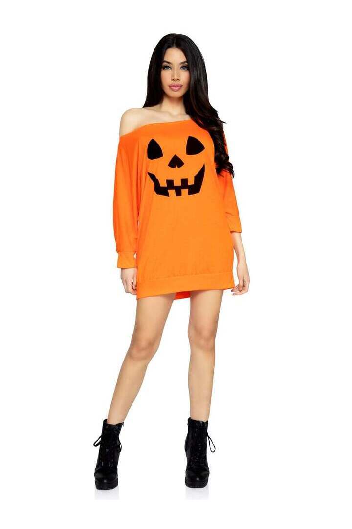 Leg Avenue Jersey Halloween Pumpkin Dress in Orange 2