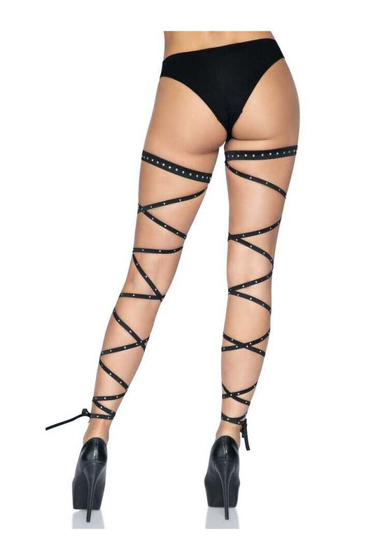 Leg Avenue Kaia Rhinestone Leg Wraps Black in One Size 1