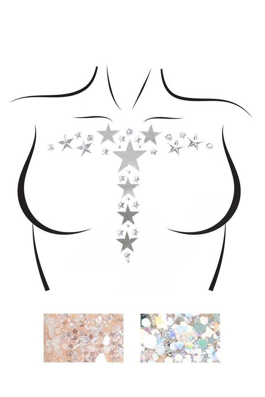 Leg Avenue Kismet Jewels Sticker & Body Glitter Silver in One Size