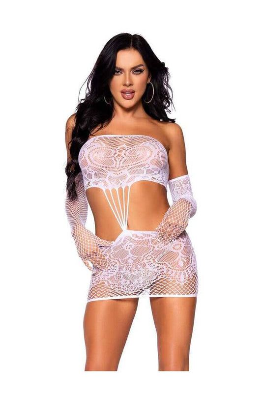 Leg Avenue Kiss Me More Lace Dress Set in One Size