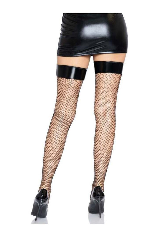 Leg Avenue Kitty Fishnet Thigh High Stockings Black in One Size 1