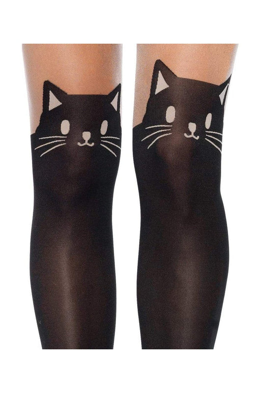 Leg Avenue Kura Black Cat Tights Black/Nude in One Size 1