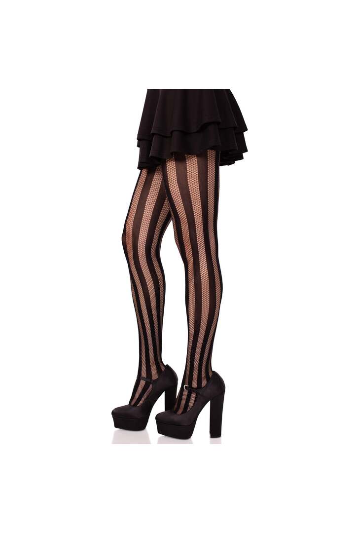 Leg Avenue Kyra Striped Tights Black in One Size 2