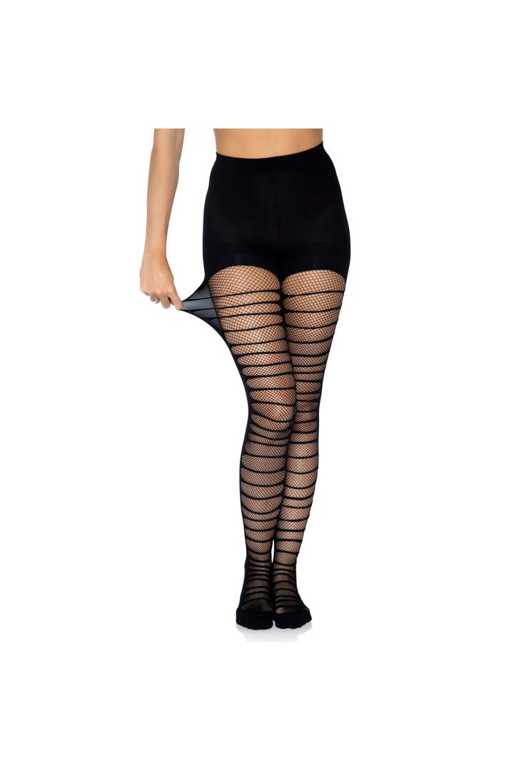 Leg Avenue Lara Shredded Fishnet Tights Black in One Size 6