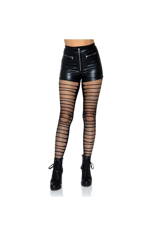 Leg Avenue Lara Shredded Fishnet Tights Black in One Size